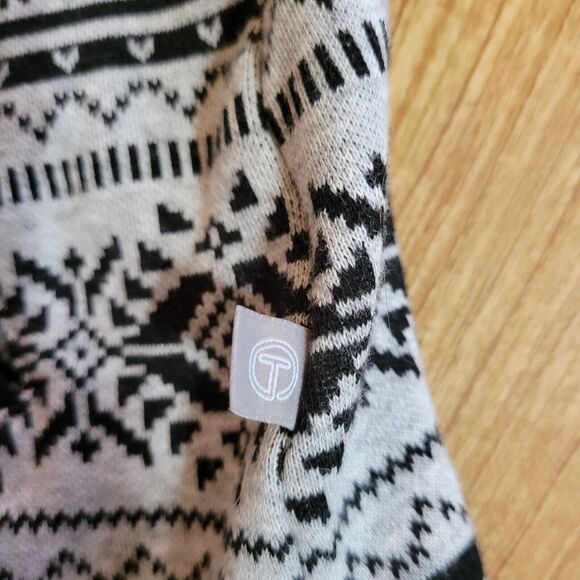 Talbots Sweater Top Womens Medium Petite Black Gray Fair Isle Nordic Turtleneck - Picture 11 of 13